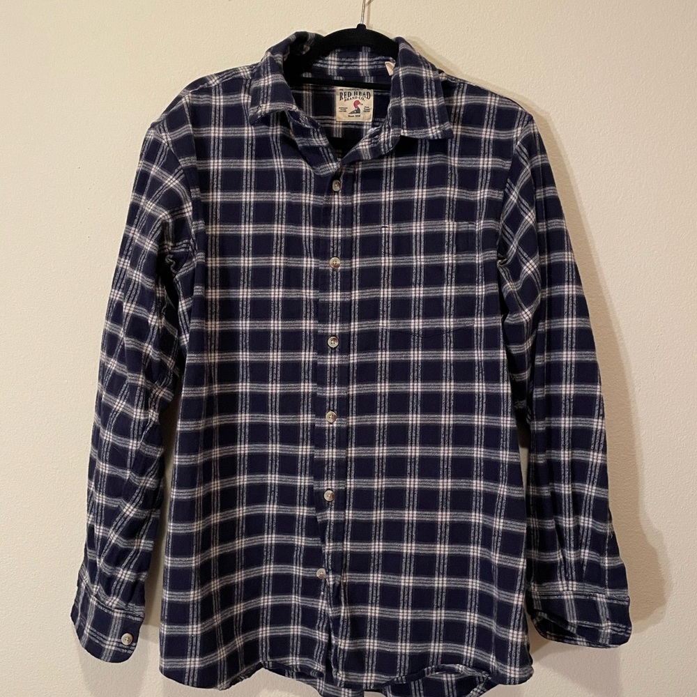 Flannel Red Head Warm Button Up Large